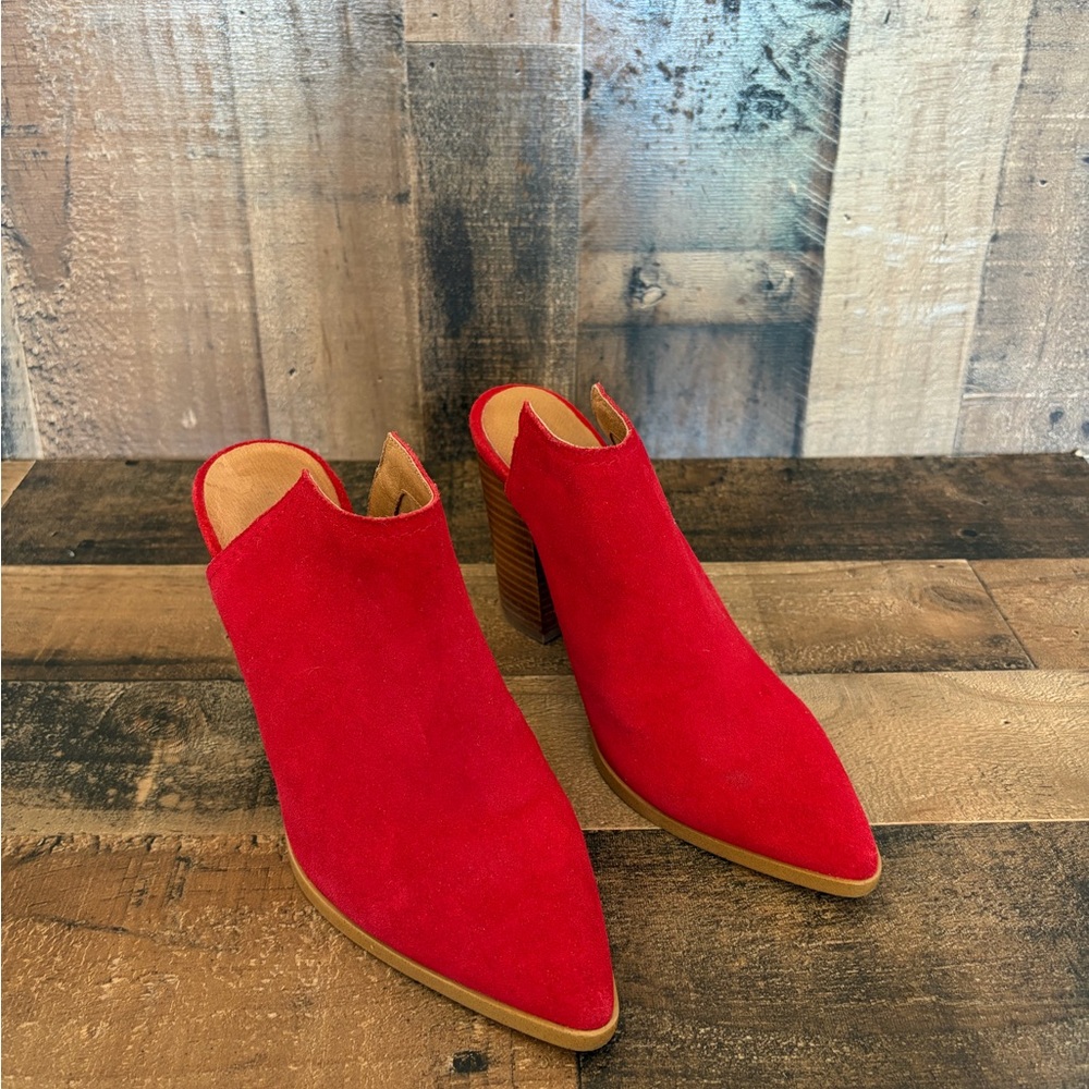 Red Suede Mules